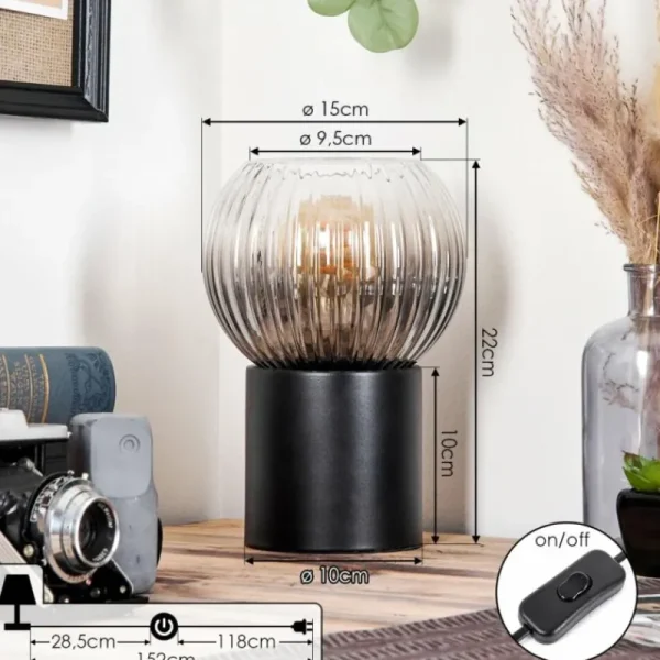 hofstein Koyoto Boule lumineuse, Lampe de bureau, Lampe à poser Clair, Fumé, 1 lumière* Lampes Modernes
