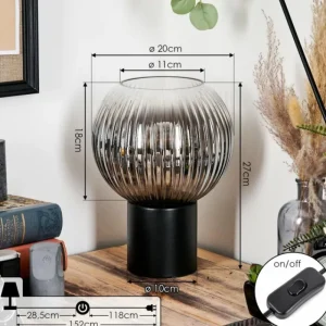 hofstein Koyoto Boule lumineuse, Lampe de bureau, Lampe à poser Clair, Fumé, 1 lumière* Lampes Modernes