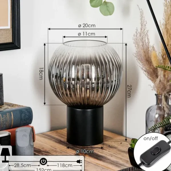 hofstein Koyoto Boule lumineuse, Lampe de bureau, Lampe à poser Clair, Fumé, 1 lumière* Lampes Modernes