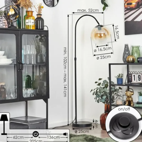 hofstein Koyoto Boule lumineuse, Lampadaire Ambre, Clair, 1 lumière* Lampes En Verre