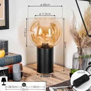 hofstein Koyoto Boule lumineuse, Lampe de bureau, Lampe à poser Ambre, 1 lumière* Lampes En Verre