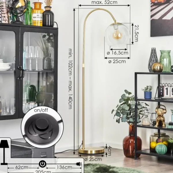 hofstein Koyoto Boule lumineuse, Lampadaire Laiton, 1 lumière* Lampes En Verre