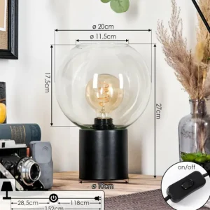 hofstein Koyoto Boule lumineuse, Lampe de bureau, Lampe à poser 20 cm Clair, 1 lumière* Lampes En Verre
