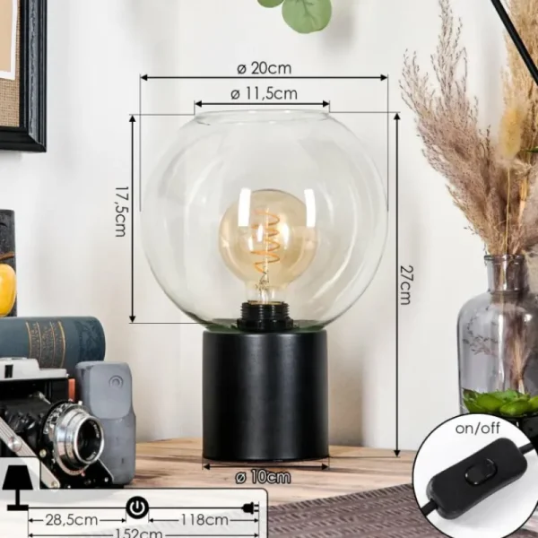 hofstein Koyoto Boule lumineuse, Lampe de bureau, Lampe à poser 20 cm Clair, 1 lumière* Lampes En Verre