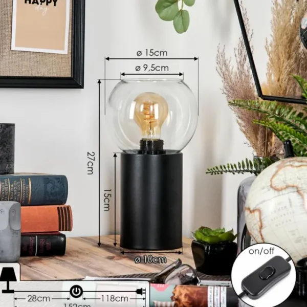 hofstein Koyoto Boule lumineuse, Lampe de bureau, Lampe à poser Clair, 1 lumière* Lampes En Verre