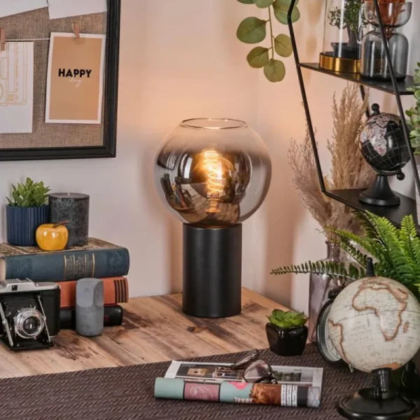 hofstein Koyoto Boule lumineuse, Lampe de bureau, Lampe à poser Chrome, Clair, Fumé, 1 lumière* Lampes Modernes