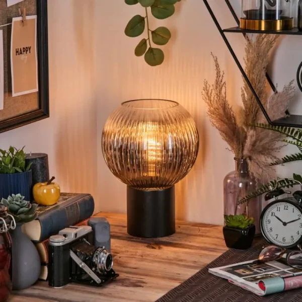 hofstein Koyoto Boule lumineuse, Lampe de bureau, Lampe à poser Clair, Fumé, 1 lumière* Lampes Modernes