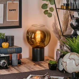hofstein Koyoto Boule lumineuse, Lampe de bureau, Lampe à poser 20 cm Or, Clair, 1 lumière* Lampes En Verre