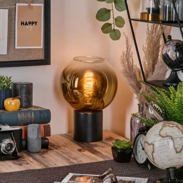 hofstein Koyoto Boule lumineuse, Lampe de bureau, Lampe à poser 20 cm Or, Clair, 1 lumière* Lampes En Verre