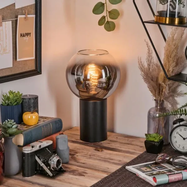 hofstein Koyoto Boule lumineuse, Lampe de bureau, Lampe à poser Chrome, Clair, Fumé, 1 lumière* Lampes Modernes