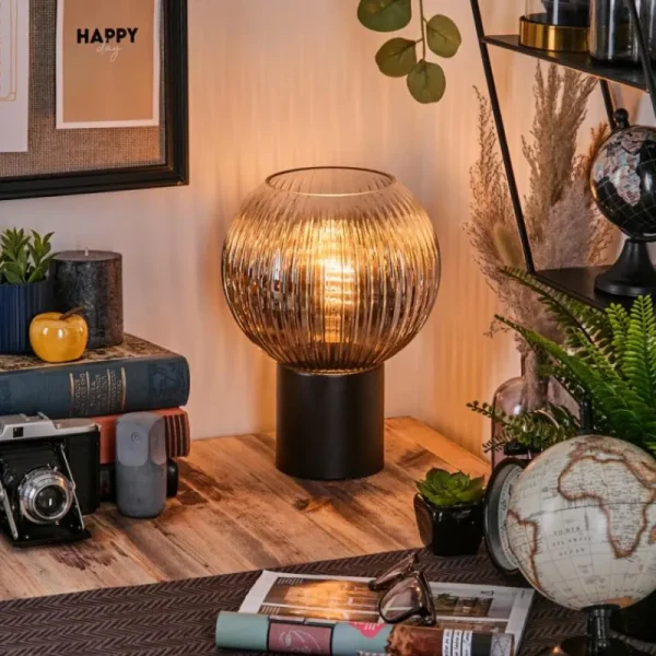 hofstein Koyoto Boule lumineuse, Lampe de bureau, Lampe à poser Clair, Fumé, 1 lumière* Lampes Modernes