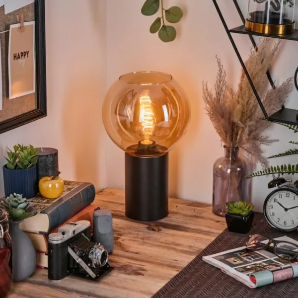 hofstein Koyoto Boule lumineuse, Lampe de bureau, Lampe à poser Ambre, 1 lumière* Lampes En Verre