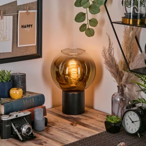 hofstein Koyoto Boule lumineuse, Lampe de bureau, Lampe à poser 20 cm Or, Clair, 1 lumière* Lampes En Verre