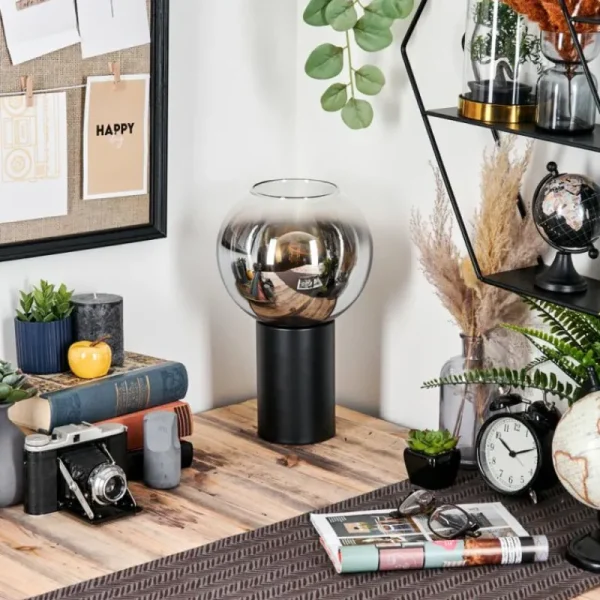 hofstein Koyoto Boule lumineuse, Lampe de bureau, Lampe à poser Chrome, Clair, Fumé, 1 lumière* Lampes Modernes