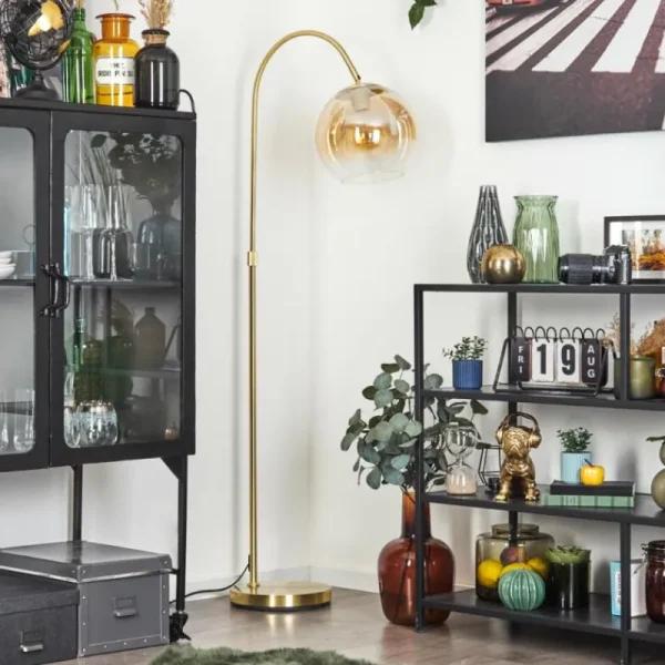 hofstein Koyoto Boule lumineuse, Lampadaire Laiton, 1 lumière* Lampes En Verre