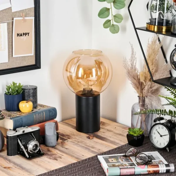 hofstein Koyoto Boule lumineuse, Lampe de bureau, Lampe à poser Ambre, 1 lumière* Lampes En Verre