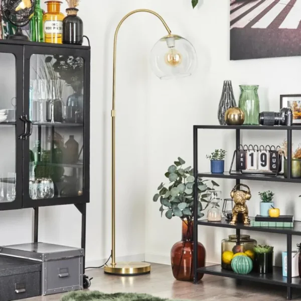 hofstein Koyoto Boule lumineuse, Lampadaire Laiton, 1 lumière* Lampes En Verre