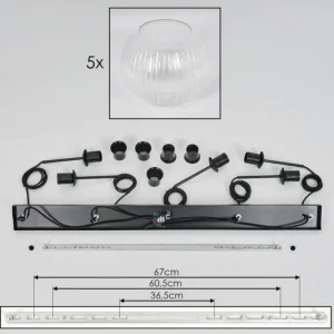 hofstein Koyoto Boule lumineuse, Suspension Noir, 5 lumières* Lampes Modernes