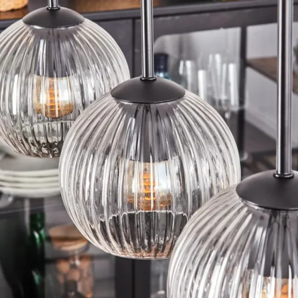 hofstein Koyoto Boule lumineuse, Suspension Noir, 5 lumières* Lampes Modernes