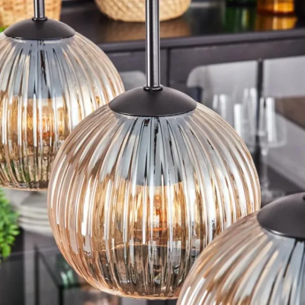 hofstein Koyoto Boule lumineuse, Suspension Noir, 5 lumières* Lampes Modernes