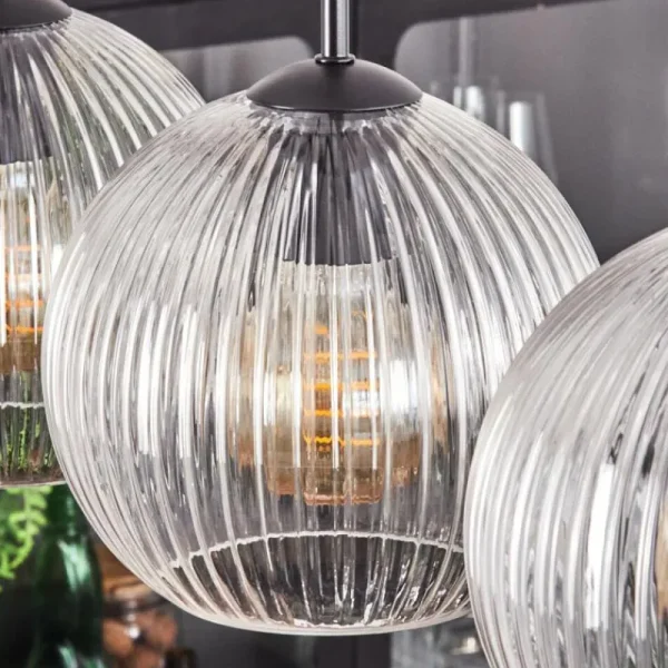 hofstein Koyoto Boule lumineuse, Suspension Noir, 5 lumières* Lampes Modernes