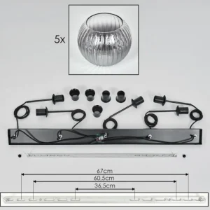 hofstein Koyoto Boule lumineuse, Suspension Noir, 5 lumières* Lampes Modernes