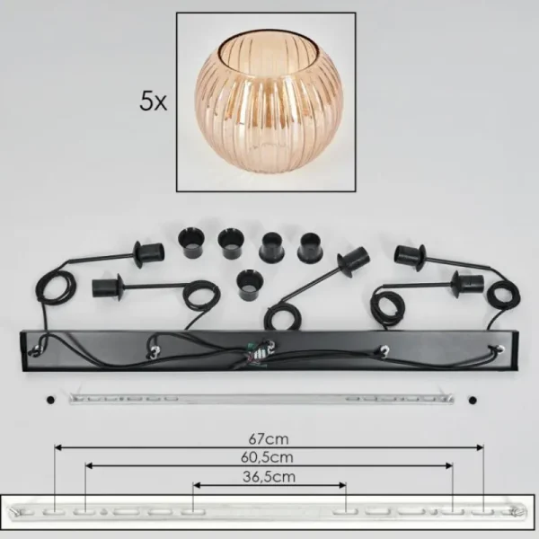 hofstein Koyoto Boule lumineuse, Suspension Noir, 5 lumières* Lampes Modernes