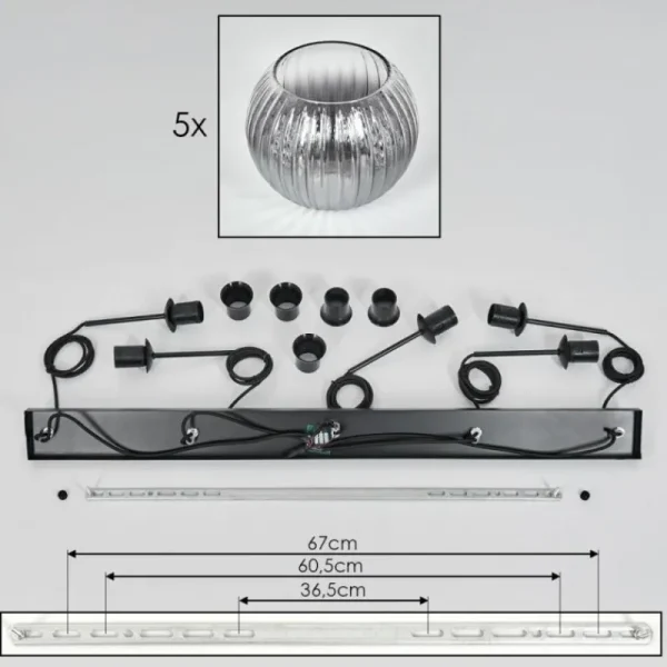 hofstein Koyoto Boule lumineuse, Suspension Noir, 5 lumières* Lampes Modernes