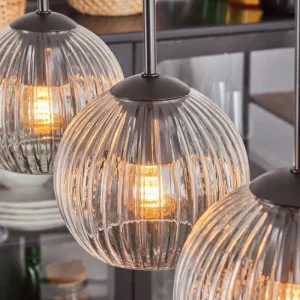 hofstein Koyoto Boule lumineuse, Suspension Noir, 5 lumières* Lampes Modernes