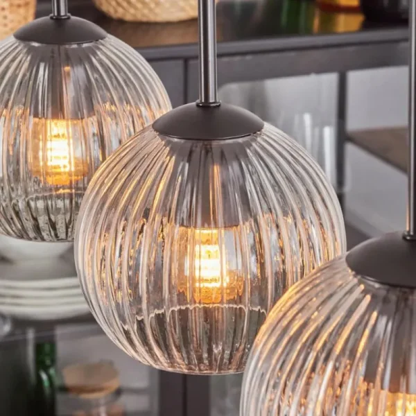 hofstein Koyoto Boule lumineuse, Suspension Noir, 5 lumières* Lampes Modernes