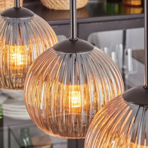 hofstein Koyoto Boule lumineuse, Suspension Noir, 5 lumières* Lampes Modernes