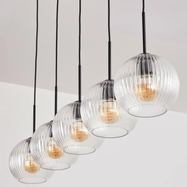 hofstein Koyoto Boule lumineuse, Suspension Noir, 5 lumières* Lampes Modernes