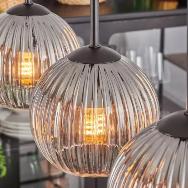 hofstein Koyoto Boule lumineuse, Suspension Noir, 5 lumières* Lampes Modernes