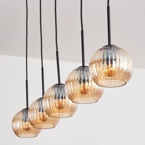 hofstein Koyoto Boule lumineuse, Suspension Noir, 5 lumières* Lampes Modernes