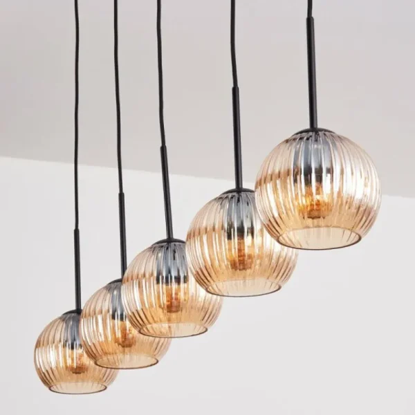 hofstein Koyoto Boule lumineuse, Suspension Noir, 5 lumières* Lampes Modernes