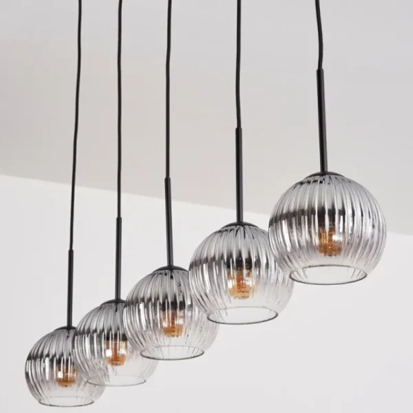 hofstein Koyoto Boule lumineuse, Suspension Noir, 5 lumières* Lampes Modernes