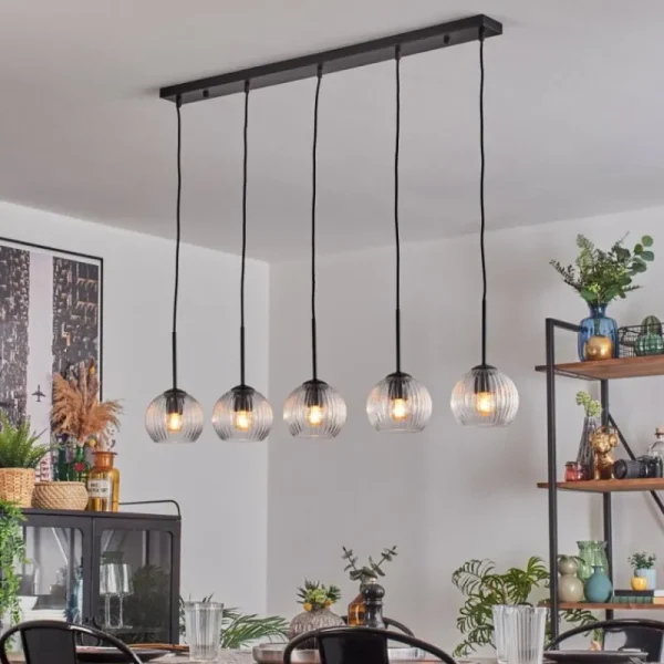 hofstein Koyoto Boule lumineuse, Suspension Noir, 5 lumières* Lampes Modernes