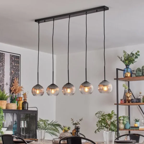 hofstein Koyoto Boule lumineuse, Suspension Noir, 5 lumières* Lampes Modernes