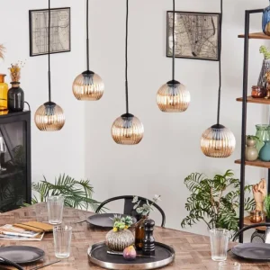 hofstein Koyoto Boule lumineuse, Suspension Noir, 5 lumières* Lampes Modernes