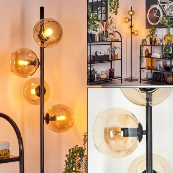 hofstein Koyoto Lampadaire 31 cm Ambre, 4 lumières* Lampes En Verre