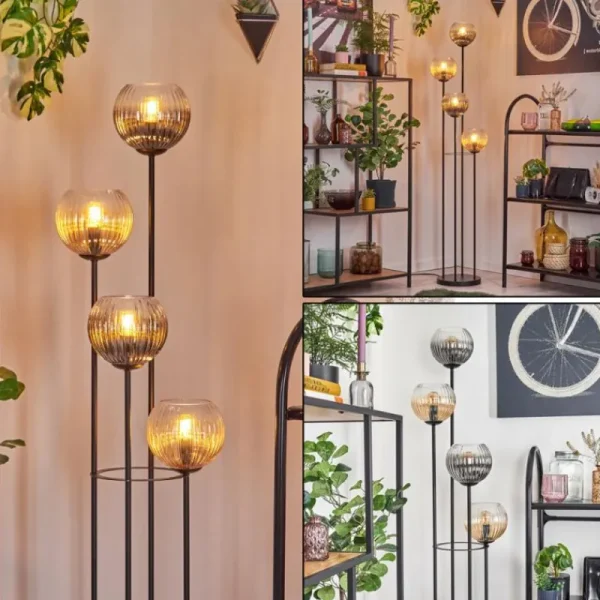 hofstein Koyoto Lampadaire 30 cm Ambre, Clair, Fumé, 4 lumières* Lampes Modernes