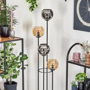 hofstein Koyoto Lampadaire 30 cm Ambre, Chrome, Fumé, 4 lumières* Lampes Modernes