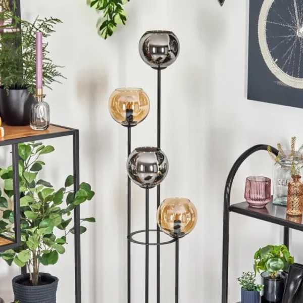 hofstein Koyoto Lampadaire 30 cm Ambre, Chrome, Fumé, 4 lumières* Lampes Modernes