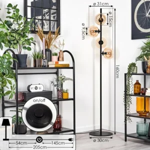hofstein Koyoto Lampadaire 31 cm Ambre, 4 lumières* Lampes En Verre