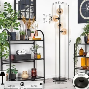 hofstein Koyoto Lampadaire 31 cm Ambre, 4 lumières* Lampes En Verre