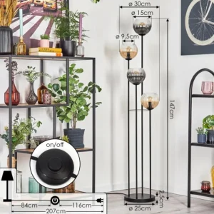 hofstein Koyoto Lampadaire 30 cm Ambre, Clair, Fumé, 4 lumières* Lampes Modernes