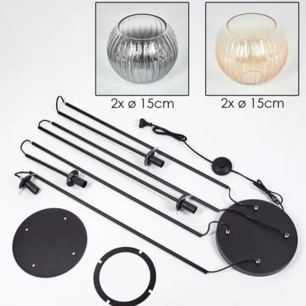 hofstein Koyoto Lampadaire 30 cm Ambre, Clair, Fumé, 4 lumières* Lampes Modernes