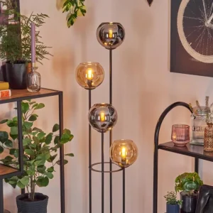hofstein Koyoto Lampadaire 30 cm Ambre, Chrome, Fumé, 4 lumières* Lampes Modernes