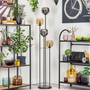 hofstein Koyoto Lampadaire 30 cm Ambre, Chrome, Fumé, 4 lumières* Lampes Modernes