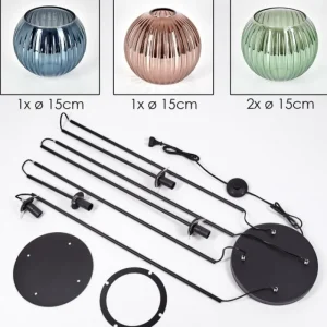 hofstein Koyoto Lampadaire 30 cm Bleu, Vert, Cuivré, 4 lumières* Lampes Modernes